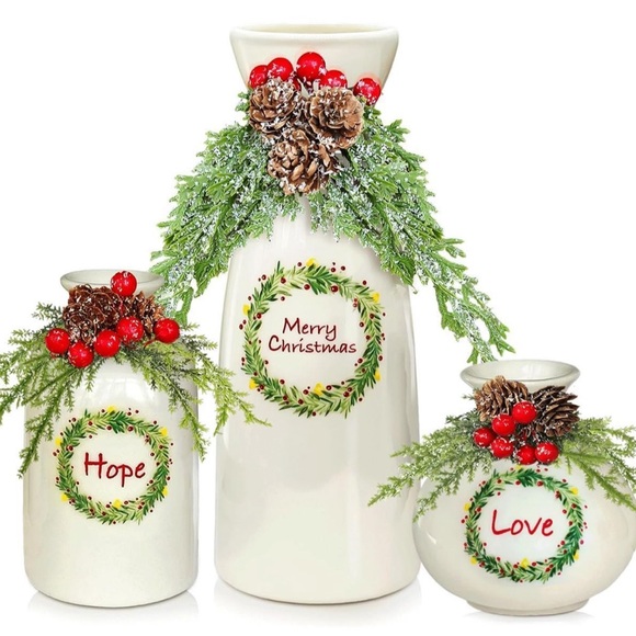 Other - $37.99 Christmas Vase- 3 Set for Indoor Home Decor,Christmas Decorations -Vases